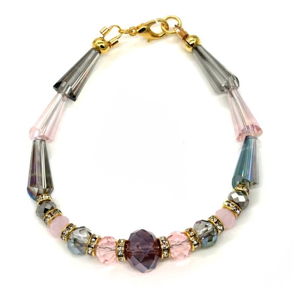 Bracelet with crystals and rhinestones with lobster clasp. - Picture 3 of 3